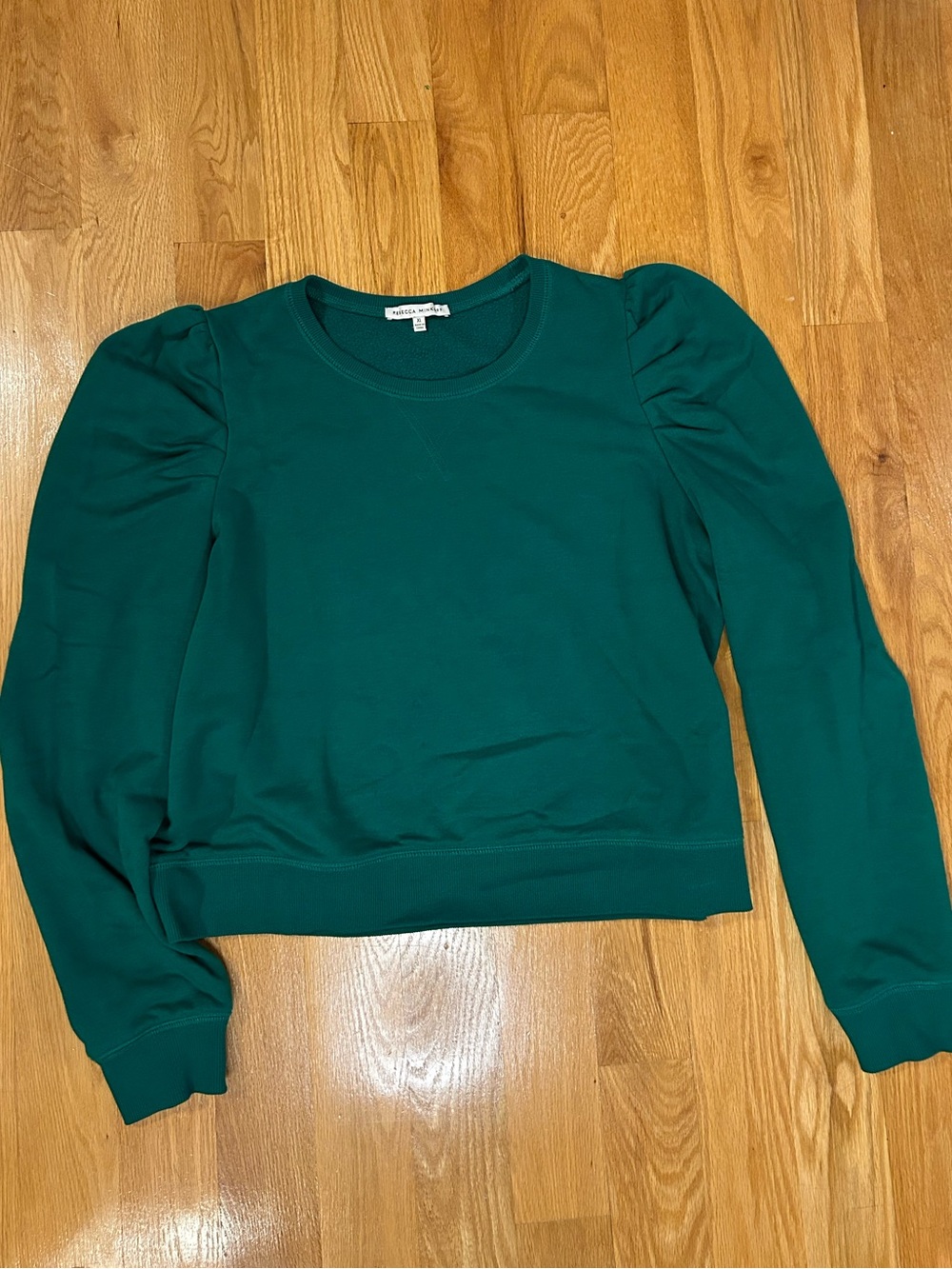 Rebecca Minkoff rich green Puff-Shoulder Crewneck Sweatshirt